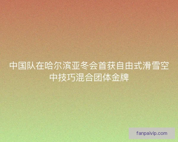 中国队在哈尔滨亚冬会首获自由式滑雪空中技巧混合团体金牌