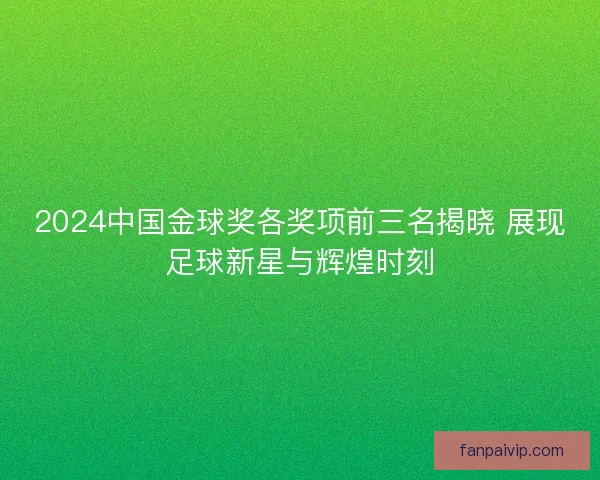2024中国金球奖各奖项前三名揭晓 展现足球新星与辉煌时刻