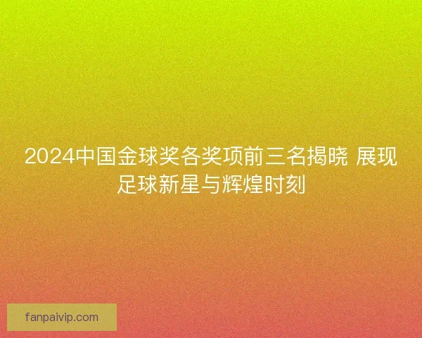 2024中国金球奖各奖项前三名揭晓 展现足球新星与辉煌时刻